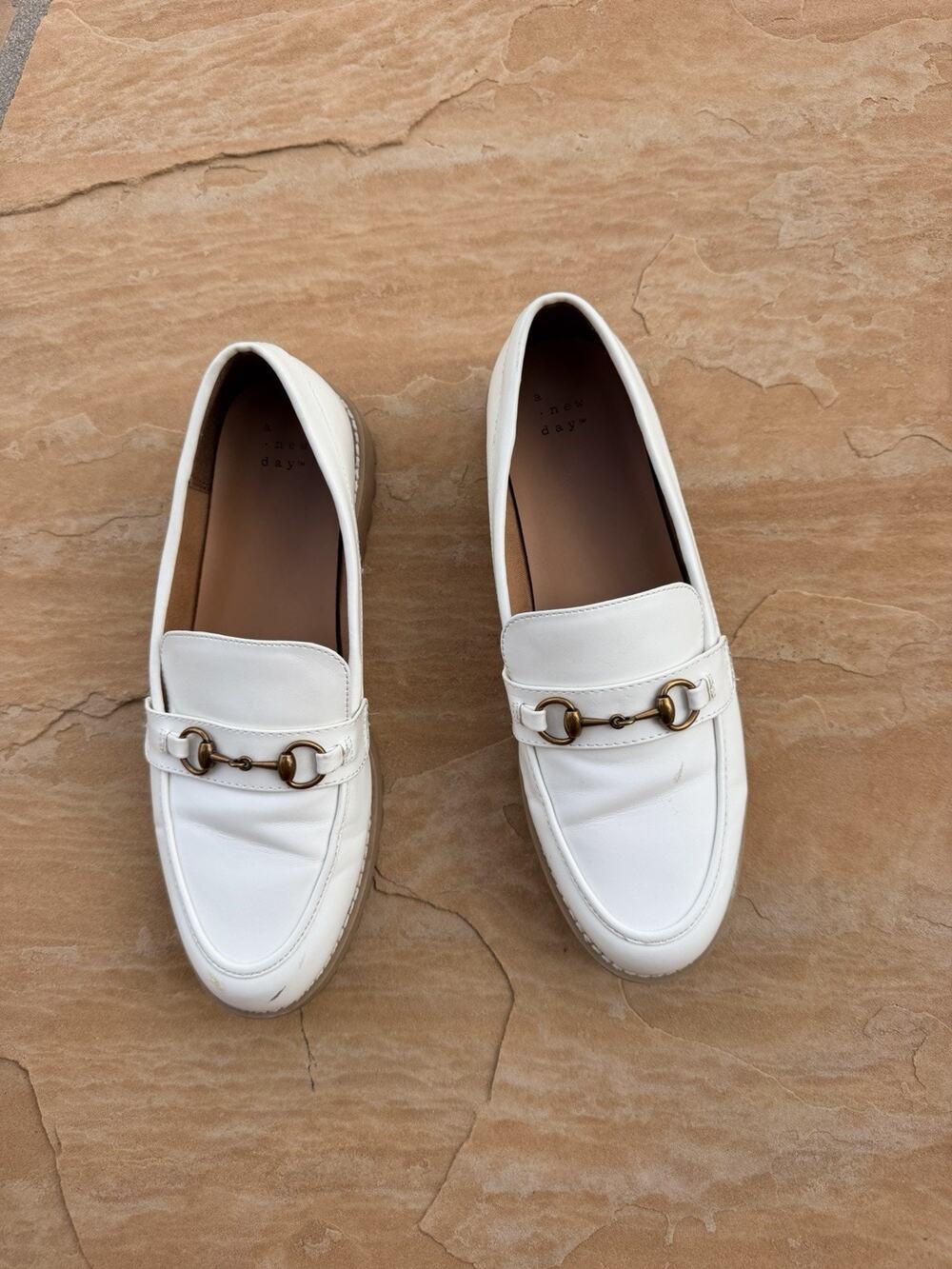 Women's Danica Memory Foam Platform Loafers Off-White A New Day Size 9